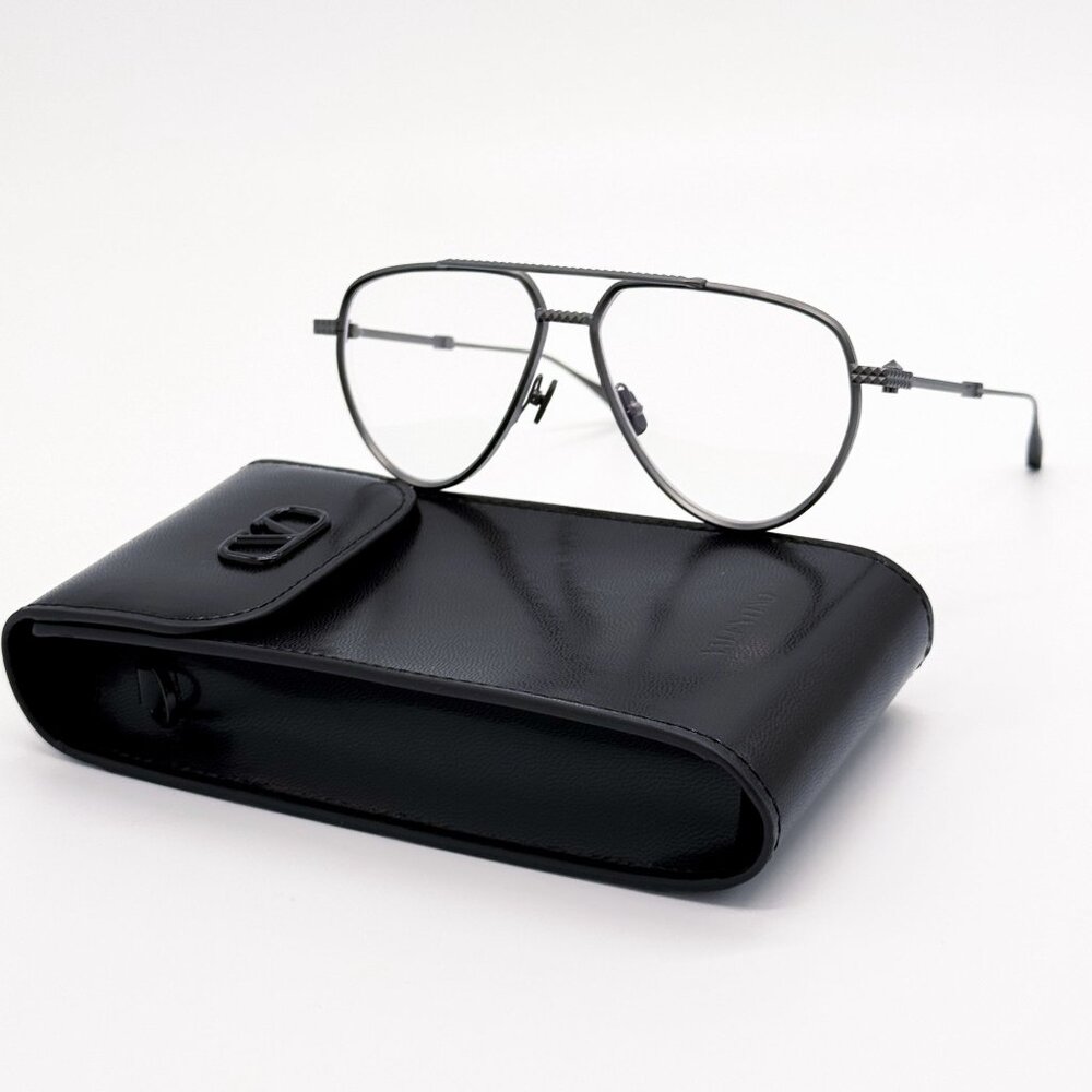 NEW VALENTINO EYEGLASSES V-STUD-II VLX-133B BLACK UNISEX AVIATOR VALENTINO